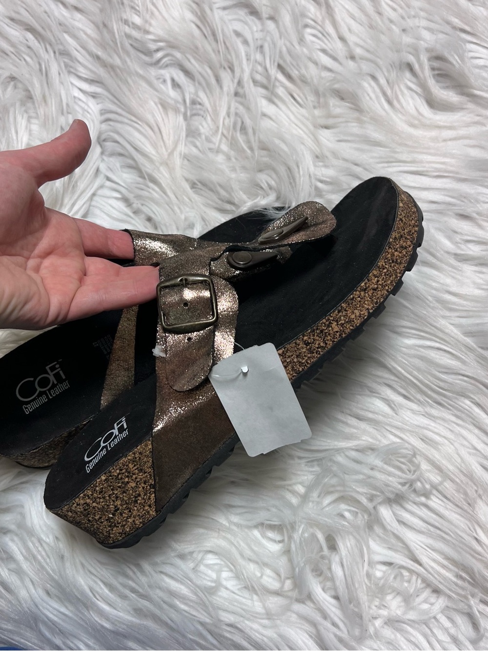 Cofi Metallic Brown Iridescent Thong Sandals